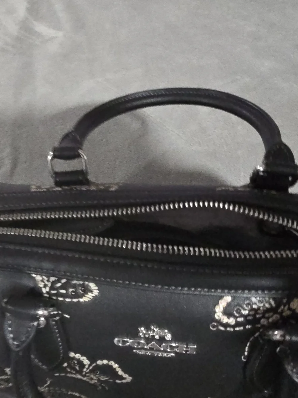 COACH Black Butterfly Embellished Leather Satchel